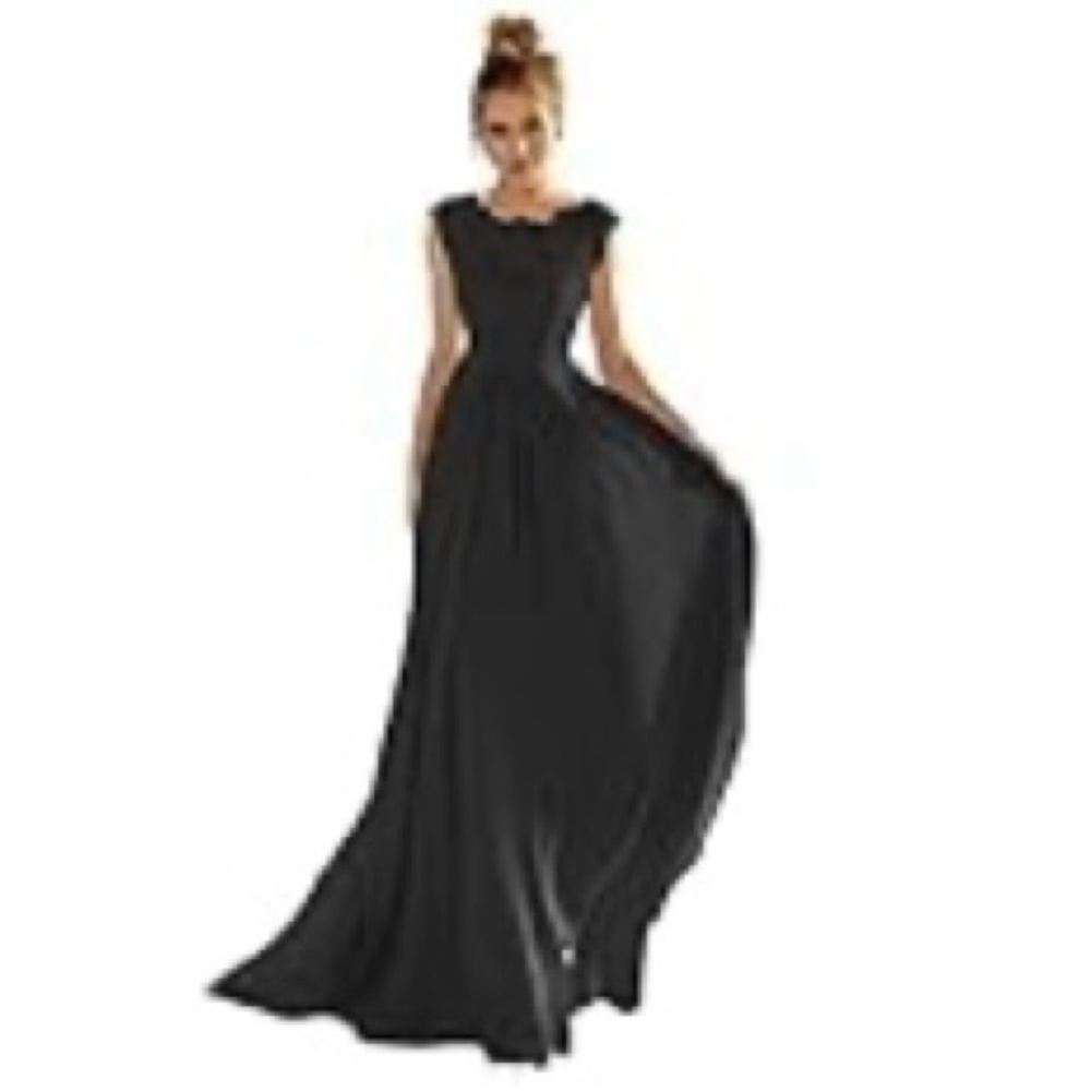 Illusion Neck Bridesmaid Dresses Long Wedding Formal Prom Gown Lace Chiffon